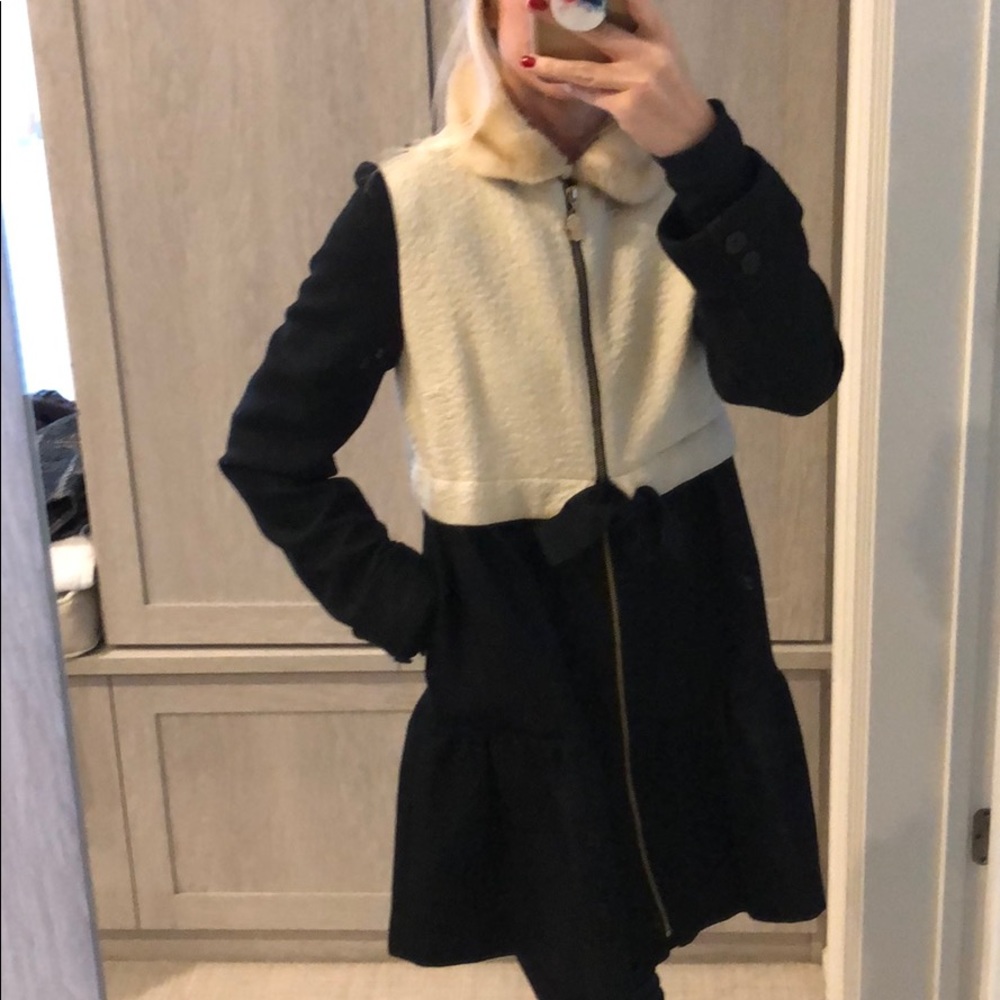 Manoush faux-fur trimmed, wool blend coat